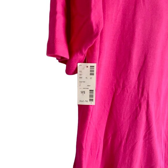 Avenue Bright Pink Scoop Tee Shirt Cotton Women's Size 14 16 NEW NWT - Picture 6 of 8